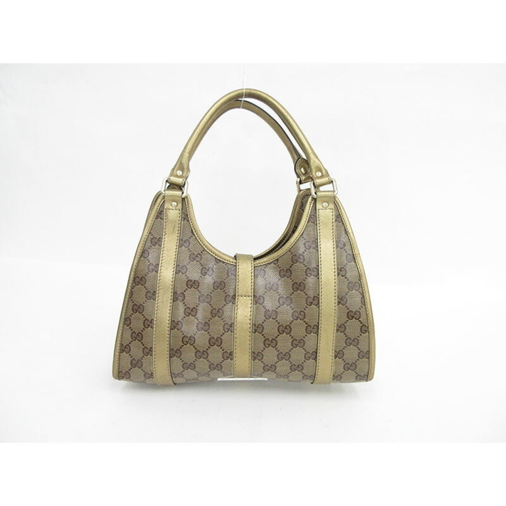 Gucci Shoulder Leather Crystal Tote GG Gold Bag